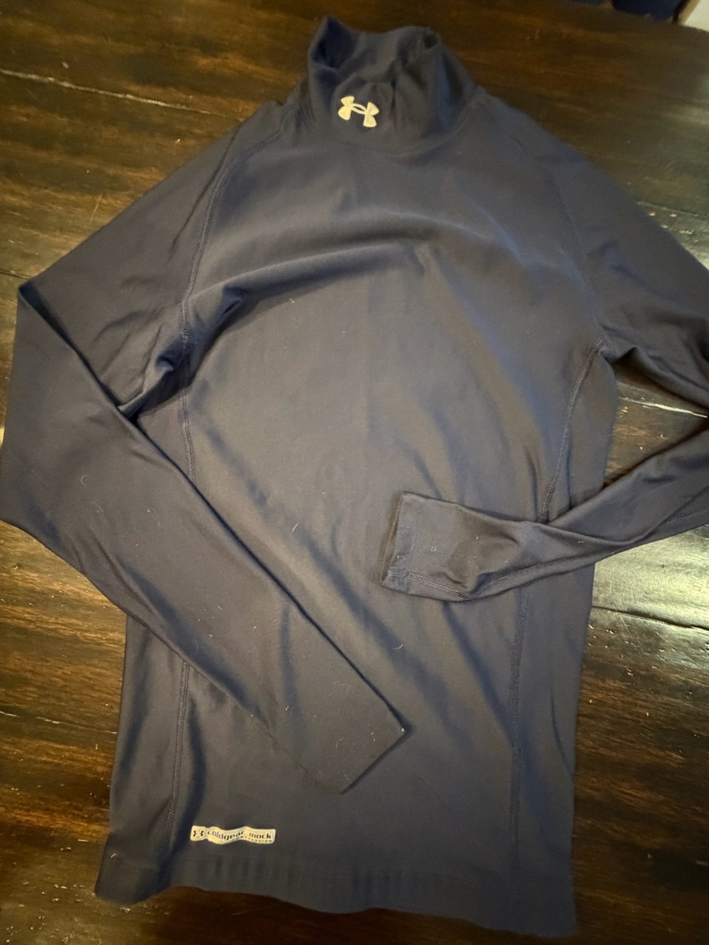 Under Armour Navy Mock Neck Compression Top cold gear size medium